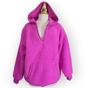 PINK Victoria's Secret Women's M Sherpa Fleece Hoodie Pullover Cozy Casual